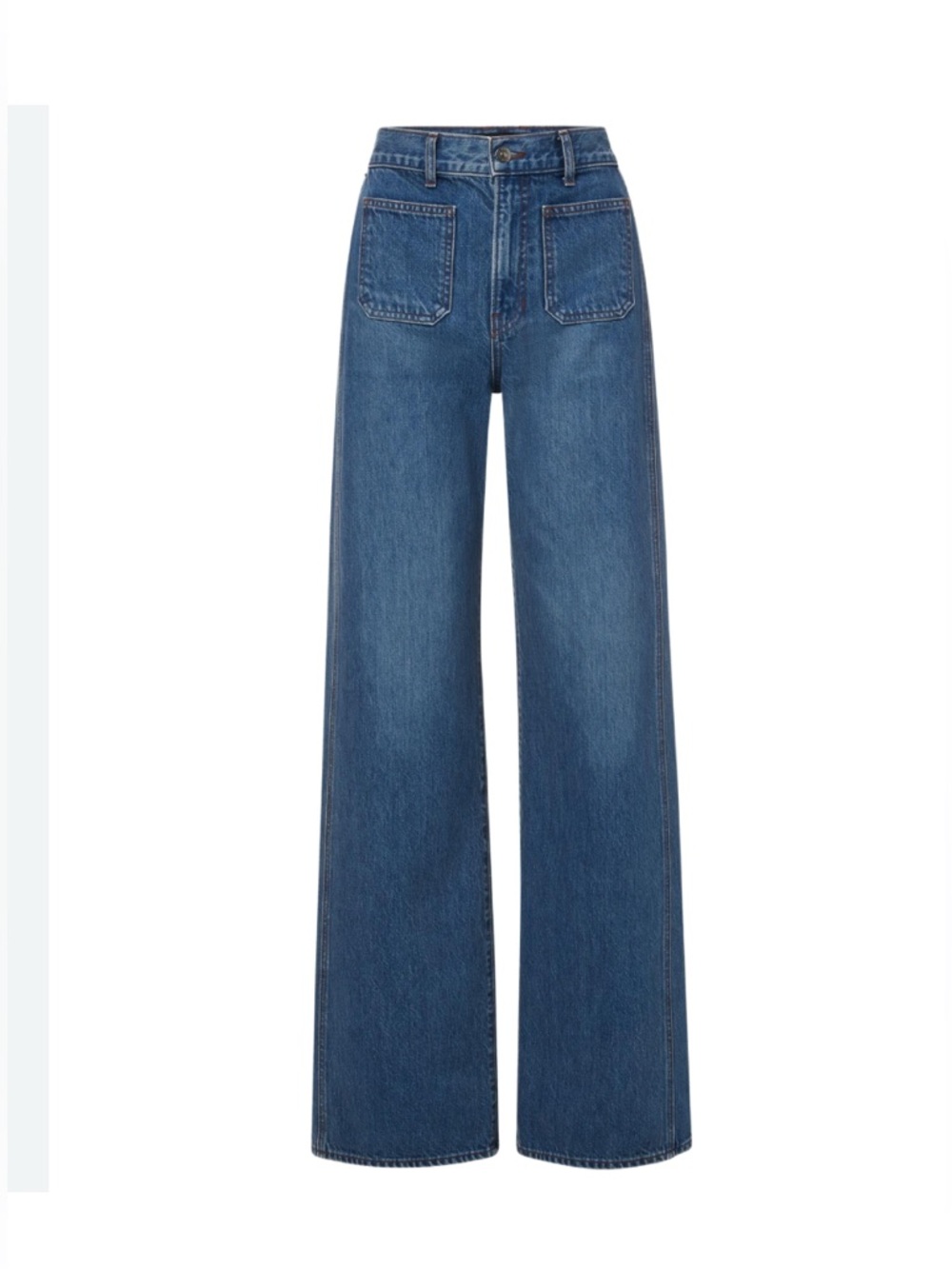 Veronica Beard High-Rise Wide-Leg Jeans in Mid Blue Denim